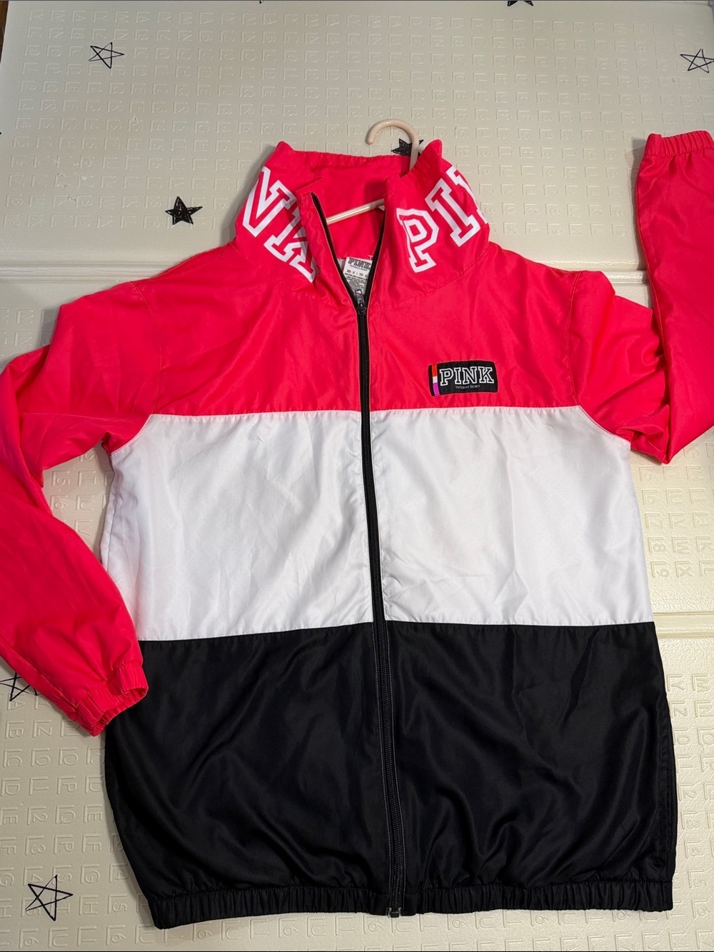 Victoria's Secret PINK Colorblock Kids Windbreaker - Red, White & Black